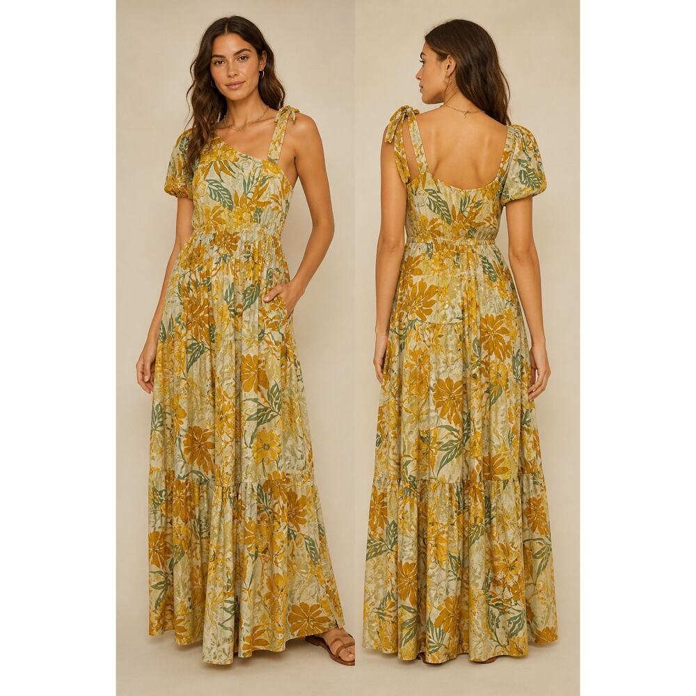 NWT Band of the Free Pineapple Cream Avila One-Shoulder Dress, S